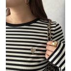 tシャツ ハート刺繍ボーダーロンT レディース