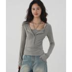 tシャツ レイヤードヘンリートップ�