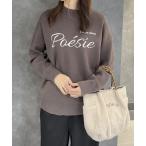 ニット セーター 「親子コーデ」コットンMIXジャガードロゴプルオーバー レディース