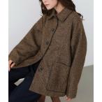 コート アウター ヘリンボーンツイードカバーオールジャケット レディース
