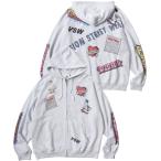 パーカー VISION STREET WEAR/ヴィジョンストリートウェア オーバーサイズ 裏毛 ゴースト総柄プリント スウェット ジップアップパーカ