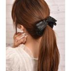 ヘアクリップ 「float」リボン ラインストーン バナナクリップ