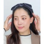 カチューシャ ラインストーン付ベロア片結びリボンカチューシャ