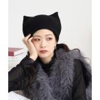 帽子 ベレー帽 猫型　縮絨ベレー レディース