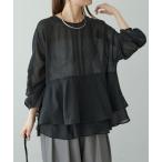 ブラウス シャツ シアーガーゼペプラムブラウス レディース