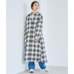 ワンピース オンブレチェックライトネルシャツワンピース