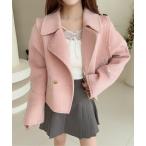 コート アウター 「Jasmine」フリンジリバーウールコート ショート丈 レディース