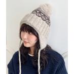 ニット帽 ニットキャップ ノルディック柄イヤーフラップニットキャップ レディース