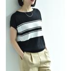 「INTERPLANET」 半袖ニット FREE ブラッ