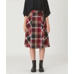 スカート クレストブリッジチェックウールポリエステルフレアスカート