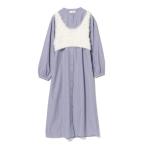 ワンピース 「セットアイテム」ニット ビスチェ × ストライプ シャツワンピース