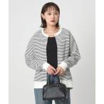 カーディガン メタル調 ドットボタン カーディガン  ボーダー レディース