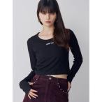 tシャツ ロゴラメテレコトップス レディース