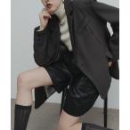 パンツ スムースエコレザーハーフパンツ レディース