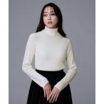 ニット セーター 「洗える/アンサンブル可能/ウール100%」リブタートルネックウールニット レディース
