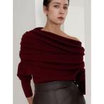 ニット セーター アシンメトリードレープニット レディース