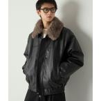 ブルゾン アウター 2-WAY ARTIFICIAL GRAIN JACKET WITH FUR COLLAR / 2WAY襟ファー合皮ブルゾン メン