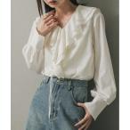 ショッピングBY ブラウス シャツ Vネックラッフルブラウス レディース