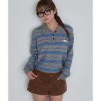 ショッピングボーダー ニット セーター ボーダーポロ襟ニット レディース