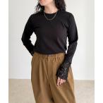 ショッピングレース tシャツ レーススリーブ衿フリルロンTシャツ レディース