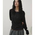 tシャツ フロントホックヘンリーネックトップス レディース