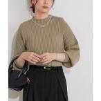 ニット セーター もっちりパフスリーブリブニット レディース