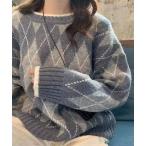 ショッピングアーガイル ニット セーター アーガイル柄ニットプルオーバー レディース