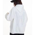 パーカー ラインストーン羽モチーフパーカー レディース