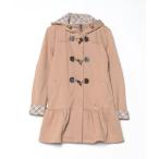 「BURBERRY BLUE LABEL」 チェック柄ダッフルコート 38 ベージュ レディース