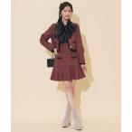 スカート ブレードデザインツイードミニスカート