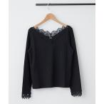 tシャツ テレコＶレース長袖プルオーバー レディース