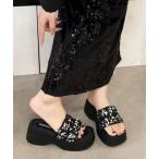 サンダル スパンコール厚底サンダル レディース
