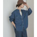ブラウス シャツ デニムバンドカラーシャツ レディース