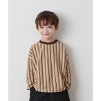 tシャツ 「リンクコーデ」ボタンデザインストライプロングスリーブTシャツ キッズ 子供服 男の子 女の子