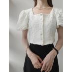 ショッピングパフスリーブ ブラウス シャツ シャーリングパフスリーブクロップドトップ / アイボリー レディース