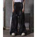 ショッピングヴィンテージ商品 ジーンズ 「ERAR」ヴィンテージライクスプレー加工ベルトデザインギミックデニムカーゴパンツ メンズ レディース