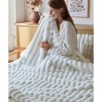 ショッピングモコモコ ブランケット モコモコ毛布 ストライプ ラビットファー調│ハーフ「furry doudou./ファーリードゥドゥ」