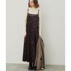 ワンピース 小花柄プリントベロアキャミワンピース