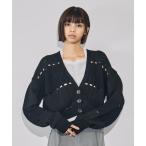 カーディガン 「残りわずか！」アイレットラインニットカーディガン｜ウォッシャブル/秋服 レディース