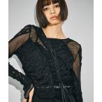 tシャツ MIXレースストレッチトップス｜ウォッシャブル/細見え/シアートップス/秋服 レディース