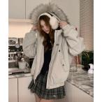 ブルゾン アウター 「秋冬新作」ファー取り外しワンポイント刺繍2WAY中綿ブルゾン レディース