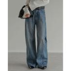 ジーンズ デニム デニムパンツ 「2025AW COLLECTION」「低身長/高身長サイズ有」サイド切り替えコットンデニムパンツ レディース