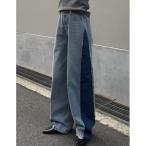 ショッピングリエディ ジーンズ デニム デニムパンツ 「2025AW PRE ORDER」「低身長/高身長サイズ有」コットンデニムサイド切り替えバレルレッグカーブパンツ レ