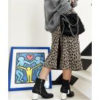 スカート ハイウエスト レオパード柄 ジャガード スカート スリット入り -ARCADE Limited Line-