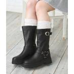 ブーツ インヒール厚底バイカーブーツ レディース