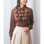 ショッピングフリル ブラウス シャツ 「NARACAMICIE」カットジャガード3段フリル長袖ブラウス レディース