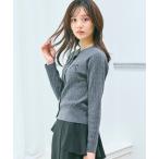 カーディガン ケーブル編み×リボン刺繍 ニット カーディガン レディース