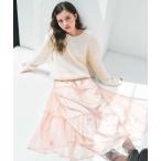 セットアップ ニット×ティアードレース スカート レディース