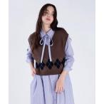 ショッピングアーガイル ベスト ジレ アーガイル ニット ベスト レディース