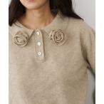 ニット セーター フラワーコサージュプルオーバー レディース